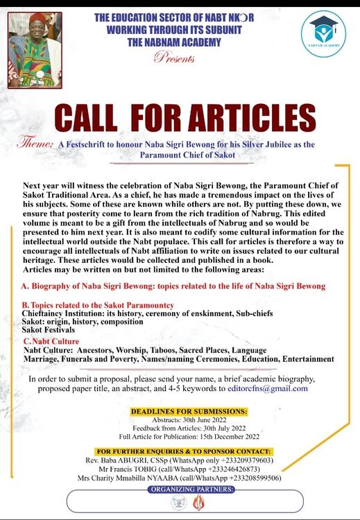 Naba Bewong Festschrift Call Naba Bewong Festschrift Call